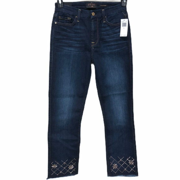 7FAM Jen7 Dark Hudson Embroidered Skinny Jeans Women's Size 0 4 or 10 - Picture 6 of 9